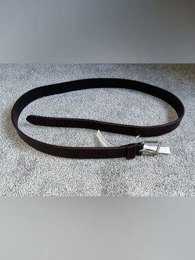 NWT MADEWELL Men's Dark Brown Leather Belt with Silver Buckle 38
